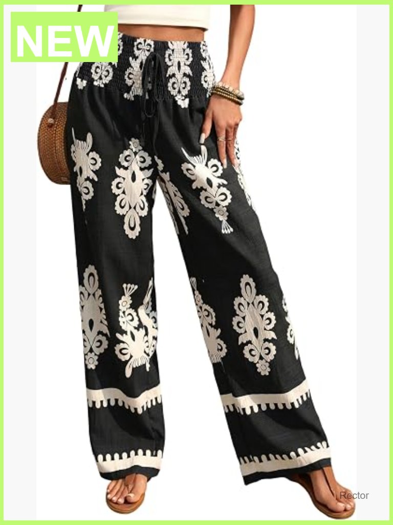 Floral High Waisted Wide Leg Palazzo Pants Summer Casual Lounge